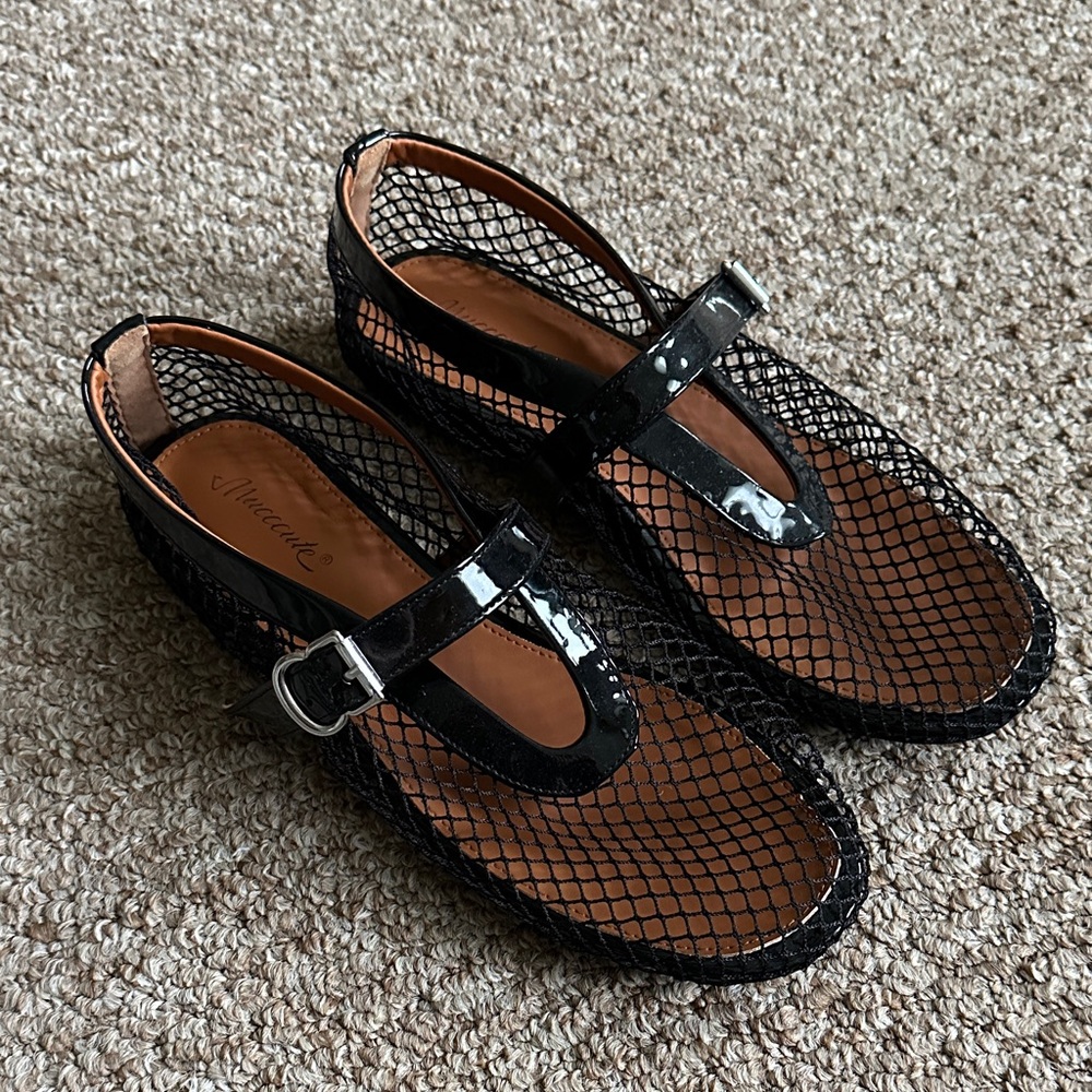 Black Mesh Ballet Flats